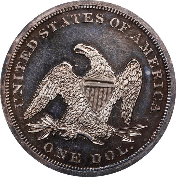 Seated Liberty Dollar $1  No Motto Reverse, 1840-1866 [Type] XF45 thumbnail 15