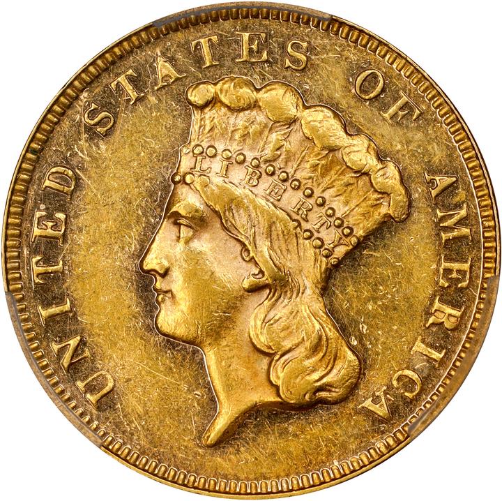 Image for 1873 $3  Closed 3 AU58