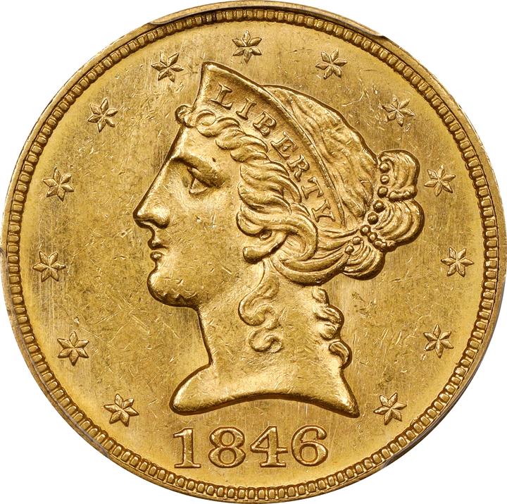 1846 $5  Large Date MS thumbnail 7
