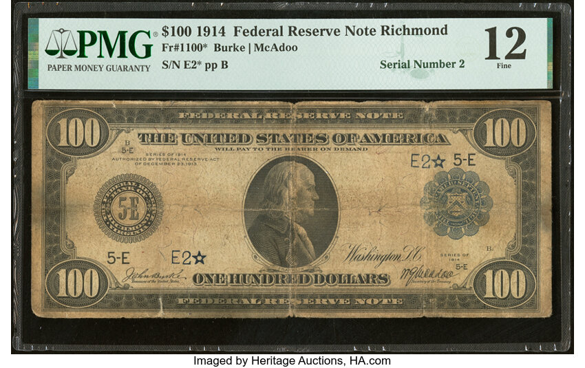 1914 $100 Blue Seal, Richmond, Star Replacement (Fr. 1100*)