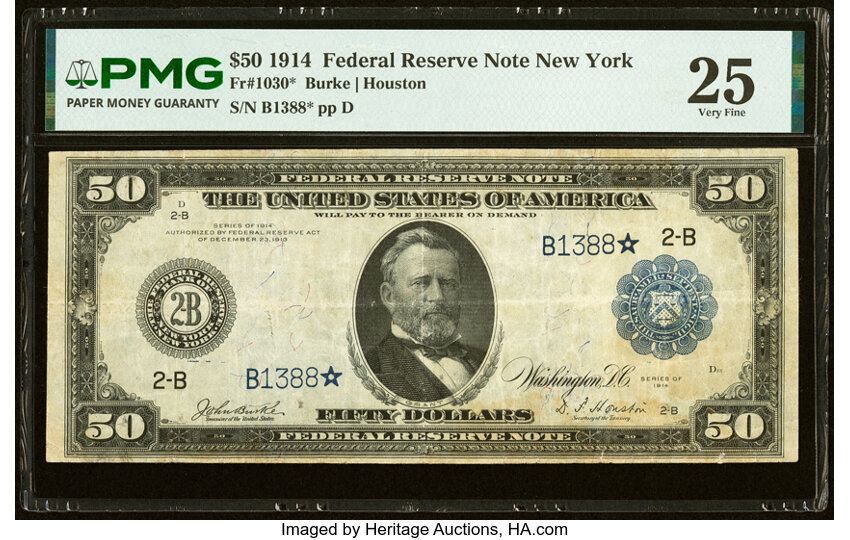 1914 $50 Blue Seal, New York, Star Replacement (Fr. 1030*)