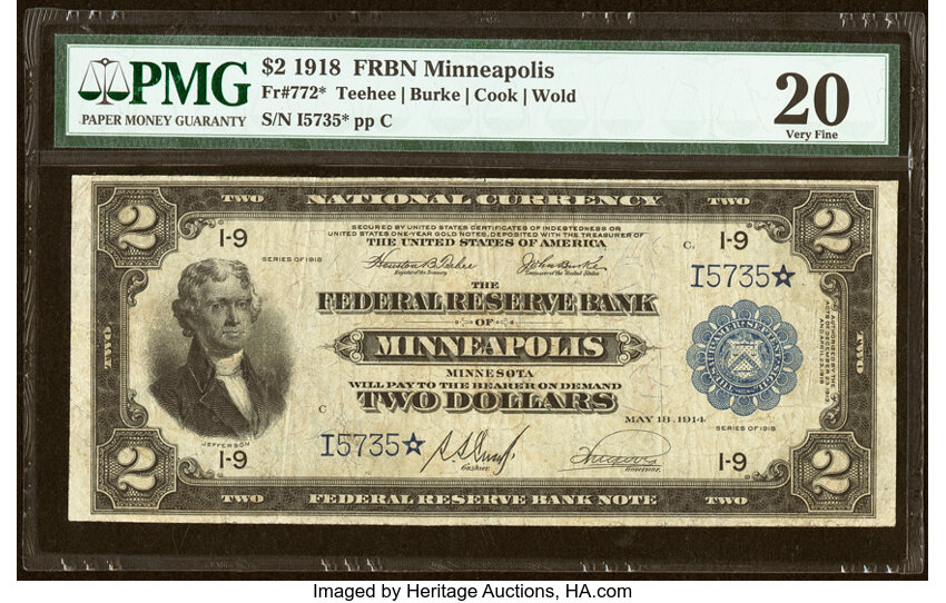 1918 $2 Minneapolis, Star Replacement (Fr. 772*)