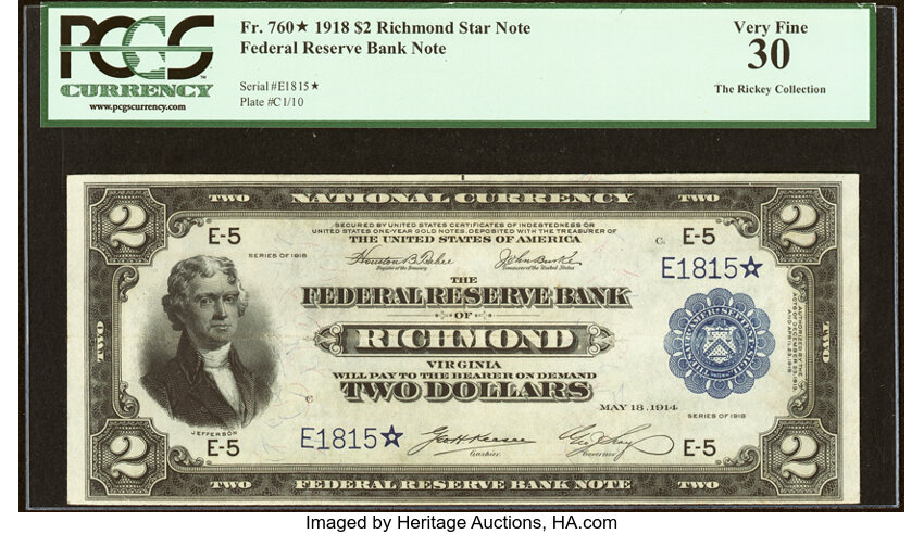 1918 $2 Richmond, Star Replacement (Fr. 760*)