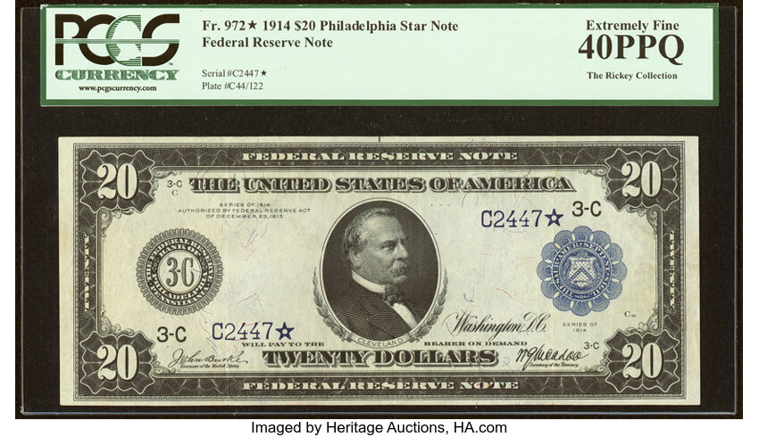 1914 $20 Blue Seal, Philadelphia, Star Replacement (Fr. 972*)