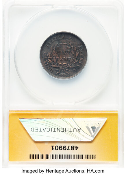1800 1/2c MS BN VF20 BN thumbnail 4