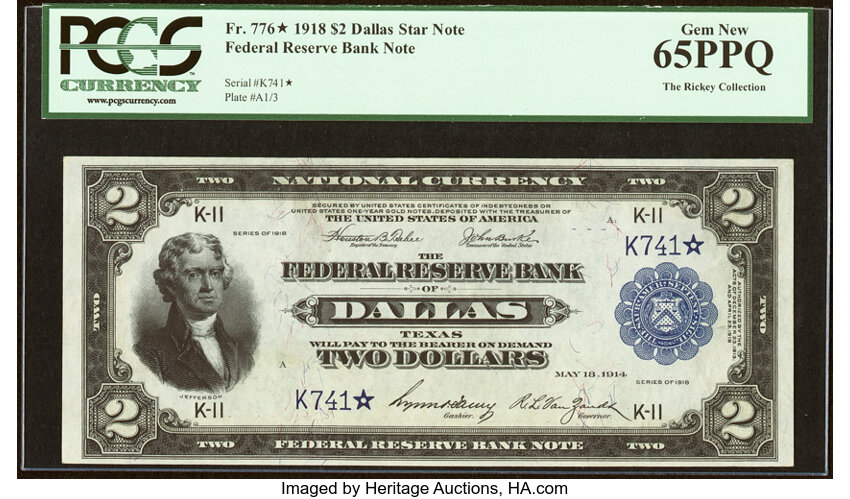 1918 $2 Dallas, Star Replacement (Fr. 776*)