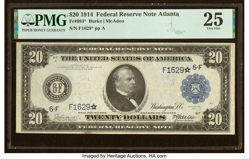 1914 $20 Blue Seal, Atlanta, Star Replacement (Fr. 984*)