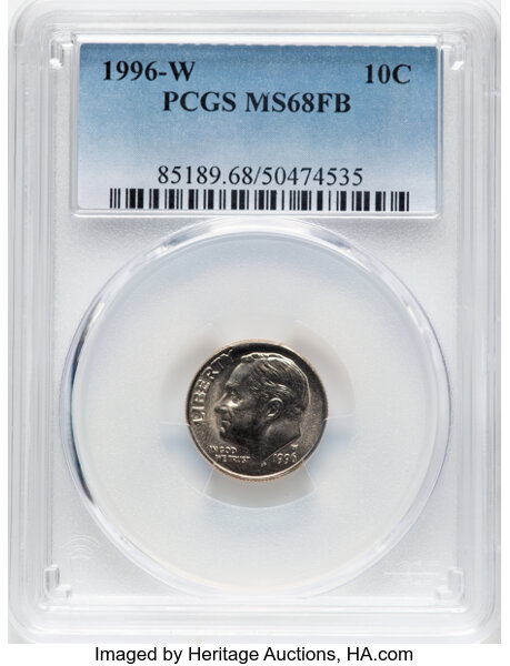 アメリカ1996W ルーズベルト10 セント ニッケル貨 PCGS MS67FB ルーズベルト ダイムズ: 回復力と慈善活動の肖像
