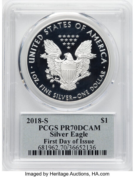 2018-S $1  Silver Eagle PR DCAM PR64 DCAM CAC thumbnail 23
