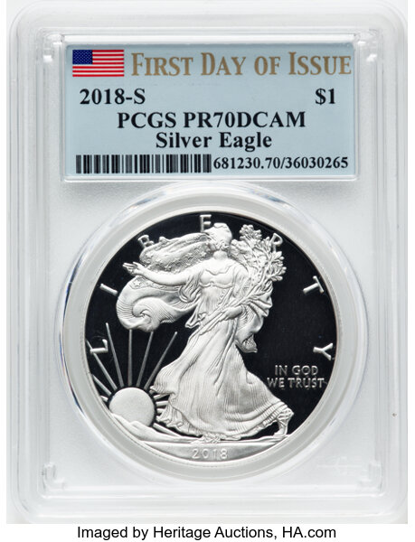 2018-S $1  Silver Eagle PR DCAM OGP thumbnail 18