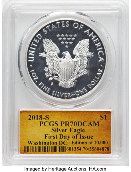 2018-S $1  Silver Eagle PR DCAM PR64 DCAM CAC thumbnail 25