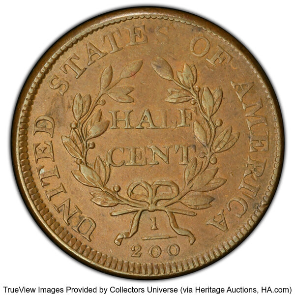 1806 1/2c Large 6, Stems, C-4 MS BN AU53 BN CAC thumbnail 6
