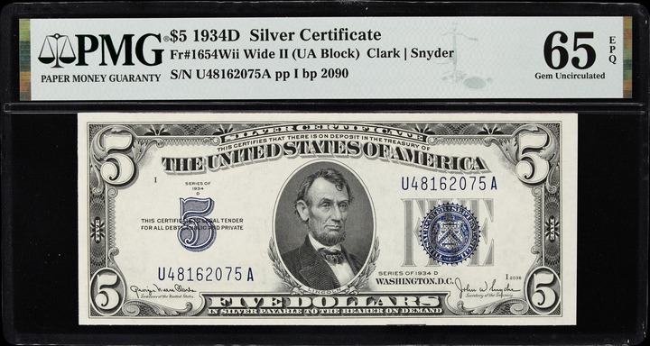 1934D $5  Wide (Fr. 1654W) thumbnail 2