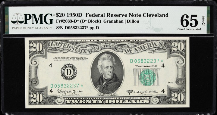 1950D $20  Cleveland, Star Replacement (Fr. 2063D*) thumbnail 3
