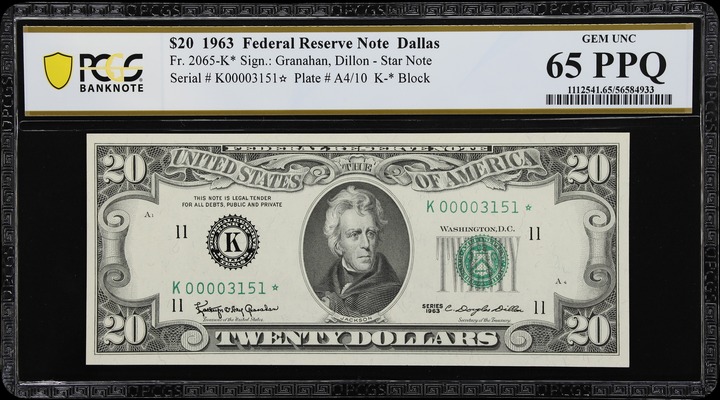 1963 $20  Dallas, Star Replacement (Fr. 2065K*) thumbnail 2