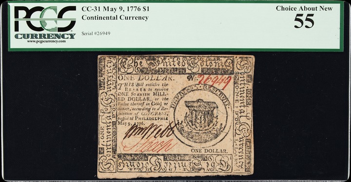 May 9, 1776 $1  Continental Congress (Fr. CC31) thumbnail 4