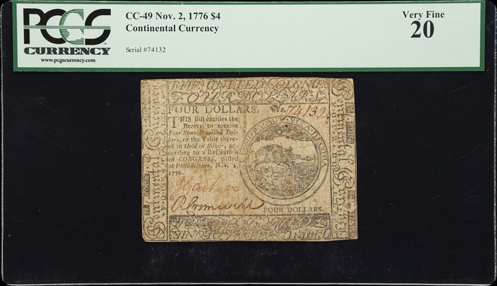 Nov 2, 1776 $4  Continental Congress (Fr. CC49) thumbnail 6