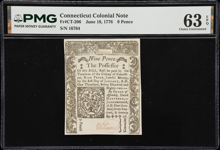 Jun 19, 1776 9d Connecticut (Fr. CT206) thumbnail 3