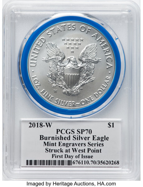 2018-W $1  Silver Eagle, Burnished MS63 thumbnail 10