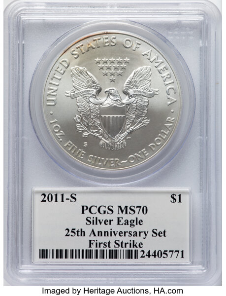 2011-S $1  Silver Eagle, Burnished, 25th Anniversary MS63 thumbnail 23