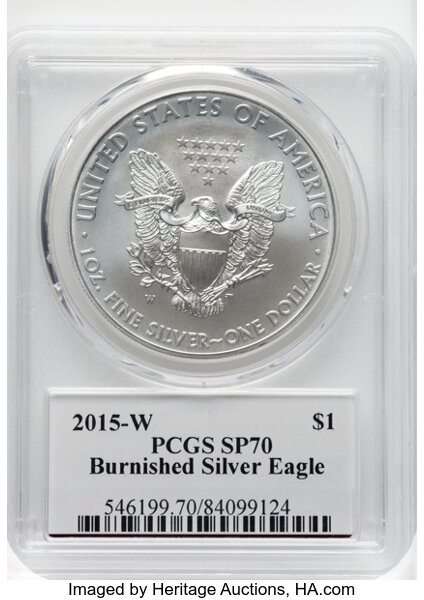 2015-W $1  Silver Eagle, Burnished MS70 thumbnail 24