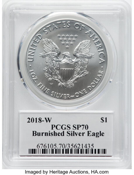 2018-W $1  Silver Eagle, Burnished MS63 thumbnail 8