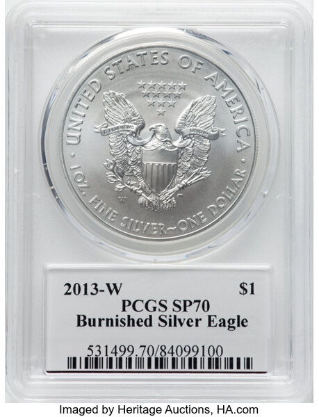 2013-W $1  Silver Eagle, Burnished MS63 thumbnail 14