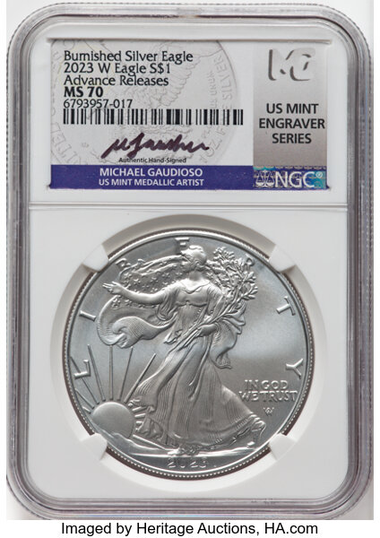 2023-W $1  Silver Eagle, Burnished MS68 thumbnail 17