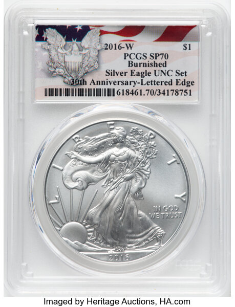 2016-W $1  Silver Eagle, Burnished, 30th Anniversary MS66 thumbnail 21