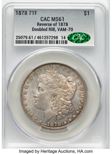 1878 7TF $1  Reverse of 1878, Doubled RIB, VAM-70 MS thumbnail 7