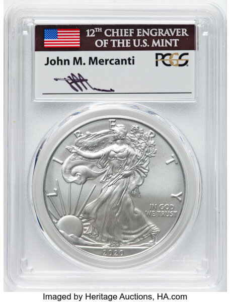 2020-W $1  Silver Eagle, Burnished MS64 thumbnail 5