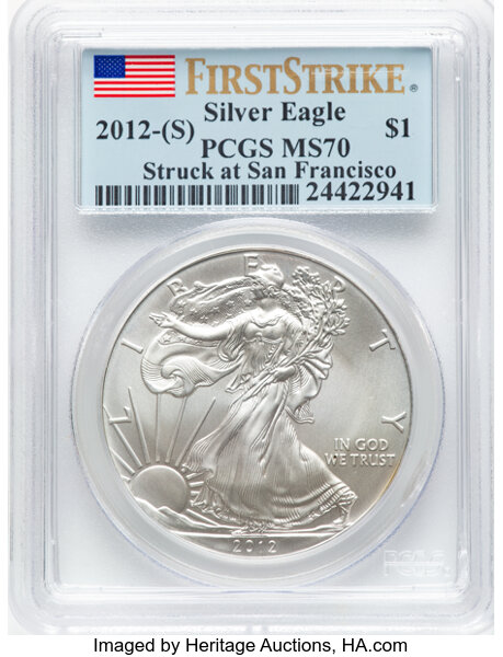 2012-(S) $1  Silver Eagle, Struck at San Francisco Mint MS70 thumbnail 13