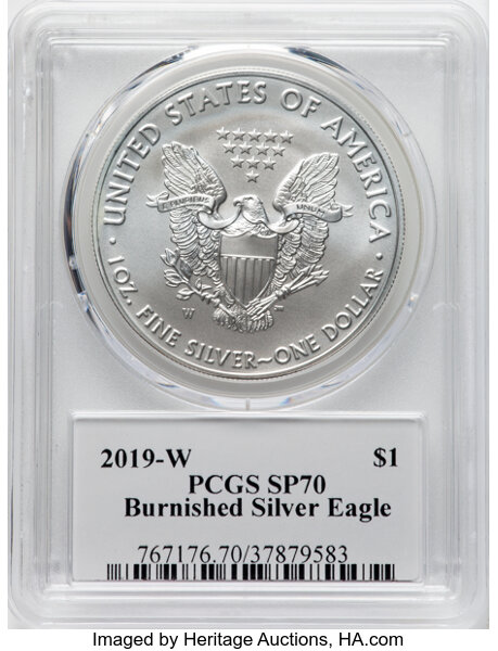 2019-W $1  Silver Eagle, Burnished OGP thumbnail 4