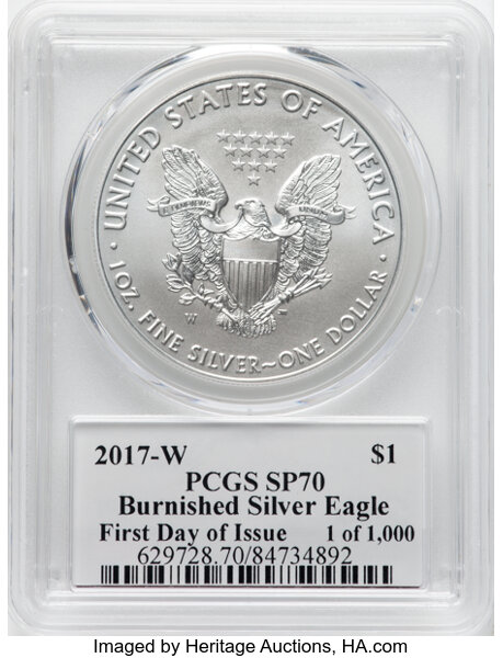 2017-W $1  Silver Eagle, Burnished MS63 thumbnail 23