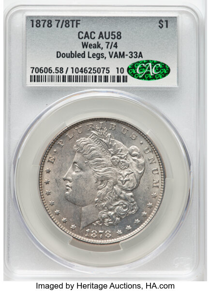 1878 7/8TF $1  Weak, 7/4, Doubled Legs, VAM-33 MS thumbnail 12