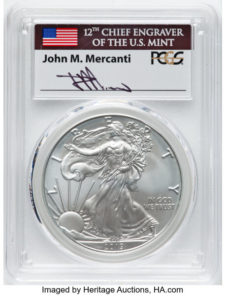 2019-W $1  Silver Eagle, Burnished OGP thumbnail 3