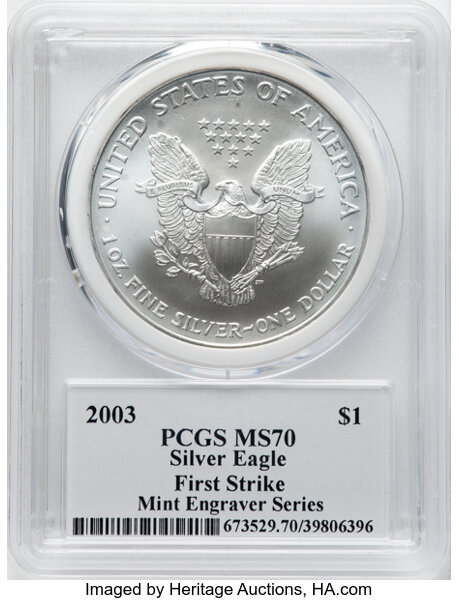 2003 $1  Silver Eagle MS70 CAC thumbnail 6