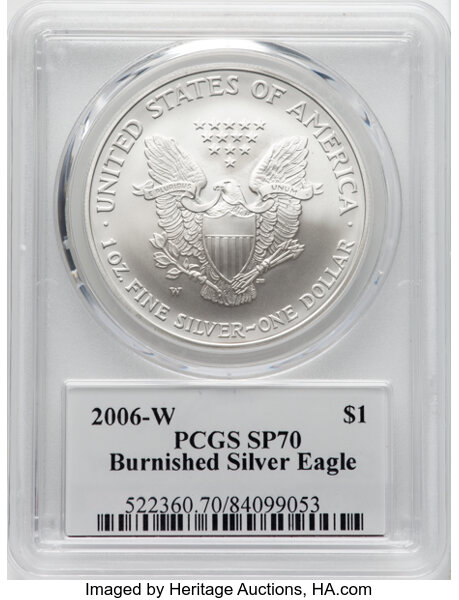 2006-W $1  Silver Eagle, Burnished MS70 thumbnail 12
