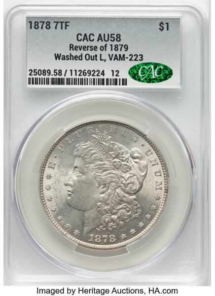 1878 7TF $1  Reverse of 1879, Washed Out L, VAM-223 MS thumbnail 3