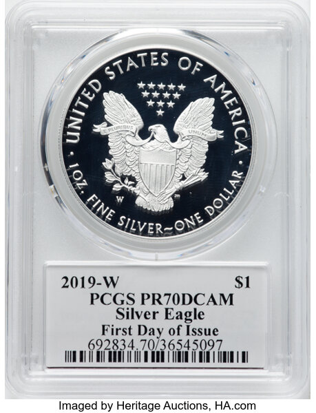 2019-W $1  Silver Eagle PR DCAM PR64 DCAM CAC thumbnail 15