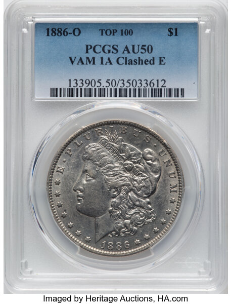 1886-O $1  Clashed Reverse BER, VAM-1A1 MS thumbnail 5