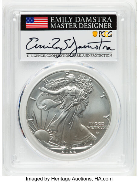 2022 W Silver Eagle, Burnished One dollar MS Values | Greysheet