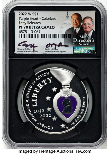 2022-W S$1 National Purple Heart Hall of Honor, Colorized PR DCAM PR66 DCAM thumbnail 23