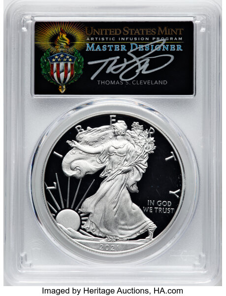 2021-W $1  Silver Eagle, Reverse Proof, Type 1 PR70 CAC thumbnail 7