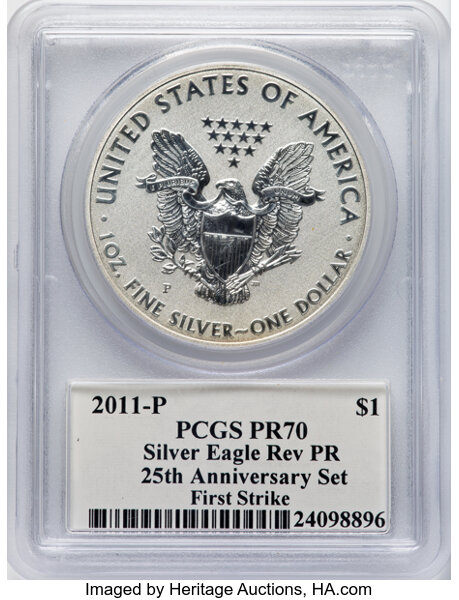 2011-P $1  Silver Eagle, Reverse Proof, 25th Anniversary PR70 thumbnail 6