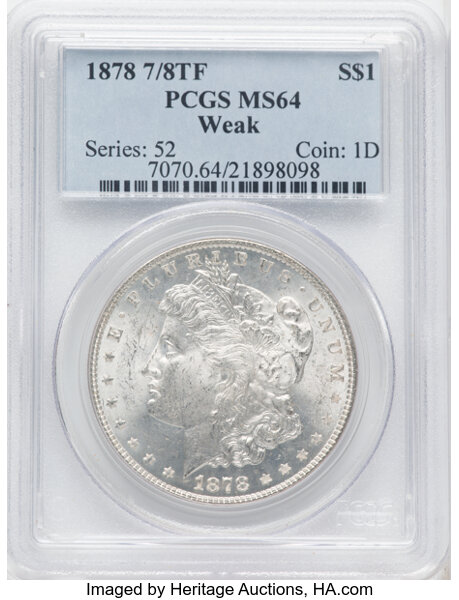 1878 7/8TF $1  Weak, 7/4, Doubled Legs, VAM-33 MS thumbnail 9