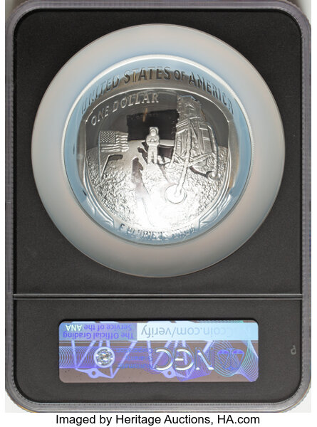 2019-P S$1 5oz Silver, Apollo 11 50th Anniversary PR DCAM PR70 DCAM CAC thumbnail 5