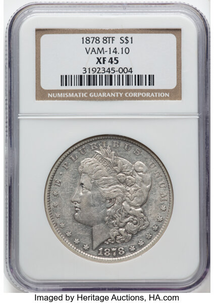1878 8TF $1  Cracked Bonnet, VAM-14.10 MS thumbnail 2