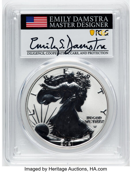 2021-S $1  Silver Eagle, Reverse Proof, Type 2 PR66 CAC thumbnail 11