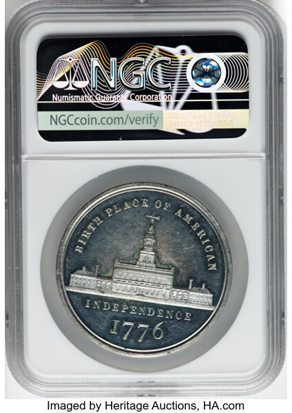 1876 SC$1 Independence Hall, Washington Rev, White Metal, HK-45 MS thumbnail 4